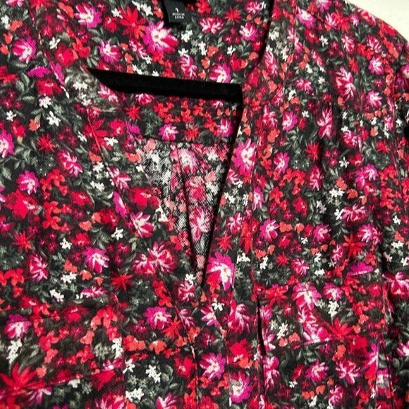 Torrid Women’s Pink Multicolor Floral Flannel Harper Roll Tab Top Size 1 X - Picture 7 of 15